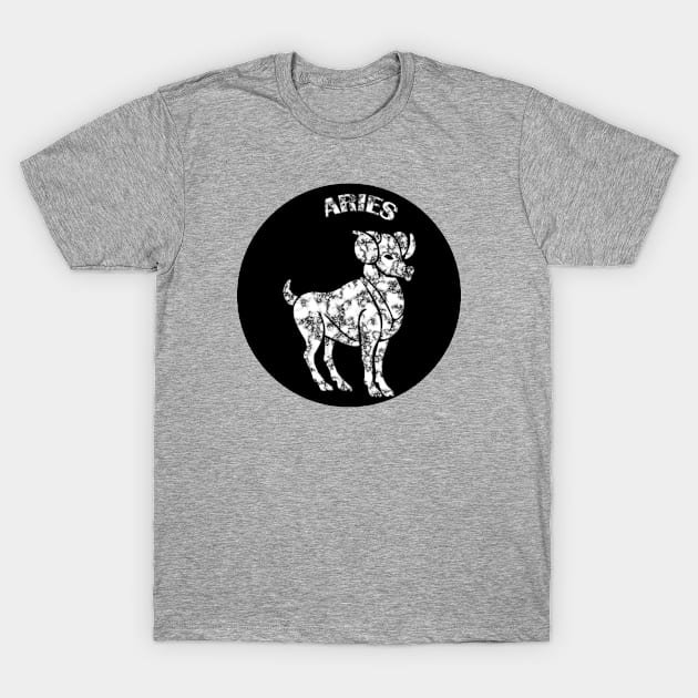 Aries Astrology Zodiac Sign - Aries  Ram Astrology Birthday Gifts Ideas - Black and White Marble T-Shirt by CDC Gold Designs